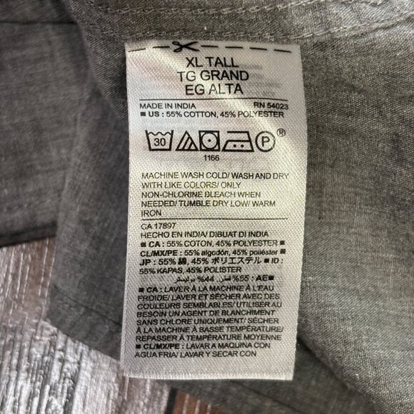 Old Navy Shirt XL Tall Gray Slim Fit Button-Front Cotton Blend Men's XLT - Picture 8 of 8